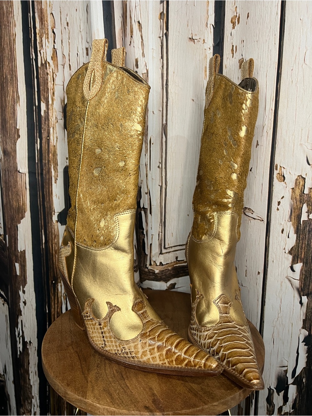 Western Leather Snake Cowgirl Boots